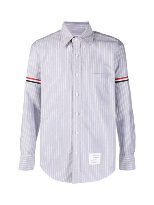 Oxford Armband Stripe Cotton Long Sleeve Shirt Blue - THOM BROWNE - BALAAN 1