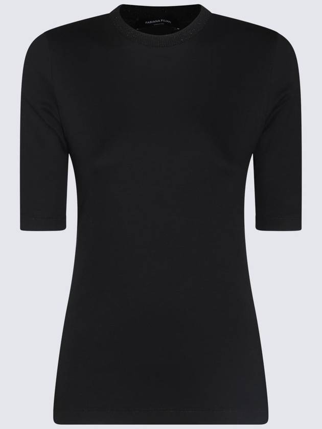 Fabiana Filippi Black Cotton T-Shirt - FABIANA FILIPPI - BALAAN 1