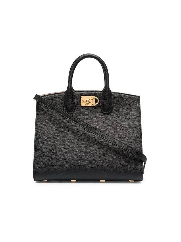 Medium Studio Box Tote Bag Black - SALVATORE FERRAGAMO - BALAAN 3