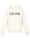 Lettering Logo Cotton Fleece Hoodie White - CELINE - BALAAN 1