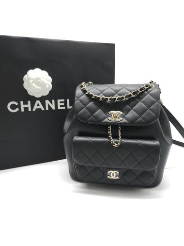 Duma Backpack Medium One Pocket Black Calfskin AS3618 - CHANEL - BALAAN 1