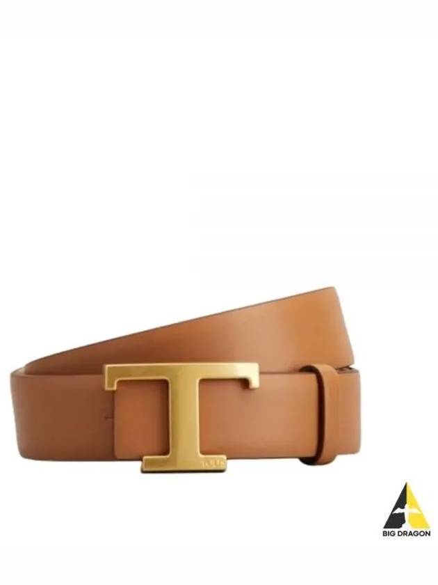 T Timeless Buckle Reversible Leather Belt Brown - TOD'S - BALAAN 2