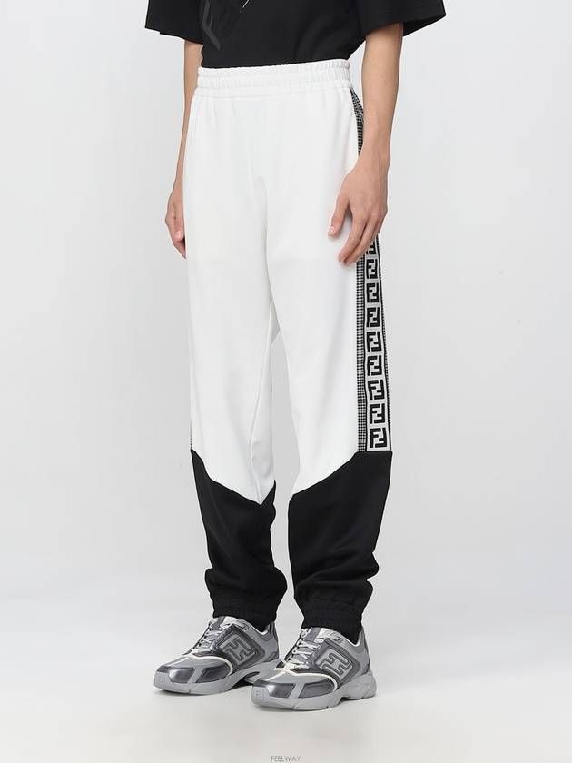 Color Block Logo Side JoGGer Track Pants Black White - FENDI - BALAAN 2