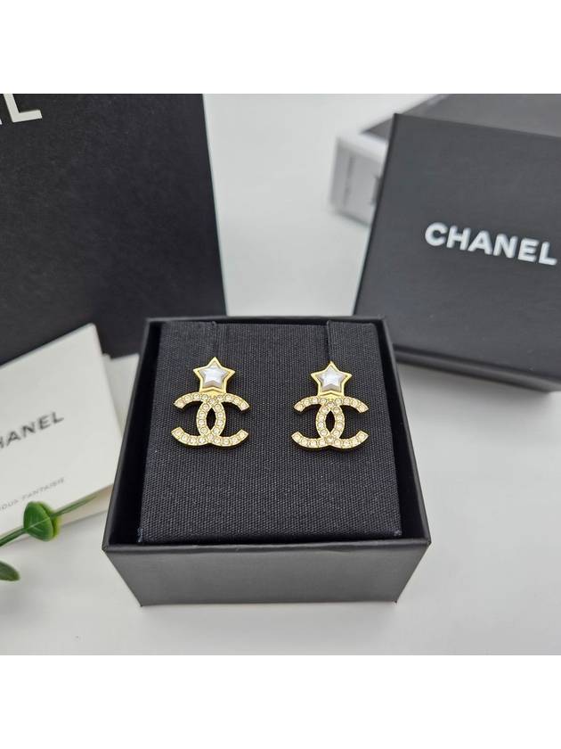 CC Logo Stars Crystal Earrings Gold - CHANEL - BALAAN 8