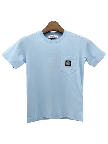 Kids Logo Patch Pocket Short Sleeve T Shirt 6 8 Blue 801620347 V0040 - STONE ISLAND - BALAAN 1