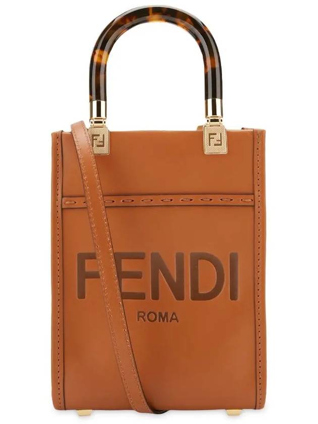 Mini Sunshine Shopper Leather Tote Bag Brown - FENDI - 2