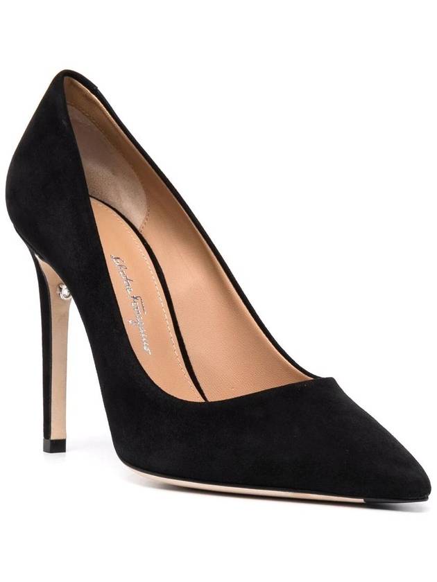 Salvatore Illari Suede Pumps Heel Black - SALVATORE FERRAGAMO - BALAAN 3