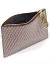 Fendi 8N0184 Beige leather micro FF logo gold plated zipper medium pouch - FENDI - BALAAN 6