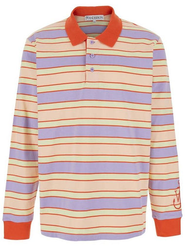 Multicolor Polo Shirt With Logo Embroidery On The Sleeve And All-Over Striped Motif In Cotton Man - JW ANDERSON - BALAAN 1