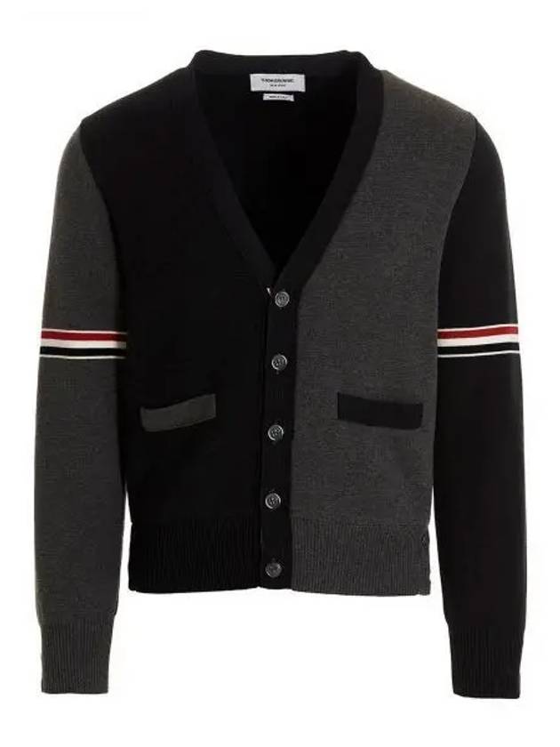 Funmix Cotton ArmBand V-Neck Cardigan Tonal Grey - THOM BROWNE - BALAAN 2