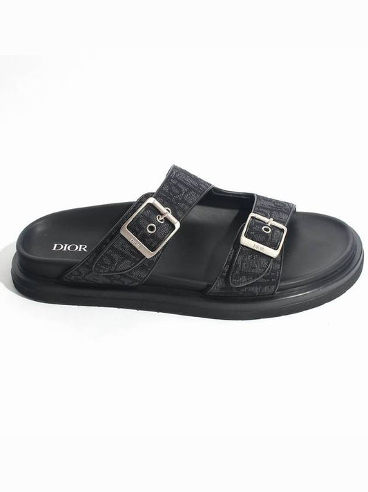 Men's Aqua Oblique Jacquard Sandals Black - DIOR - BALAAN 2