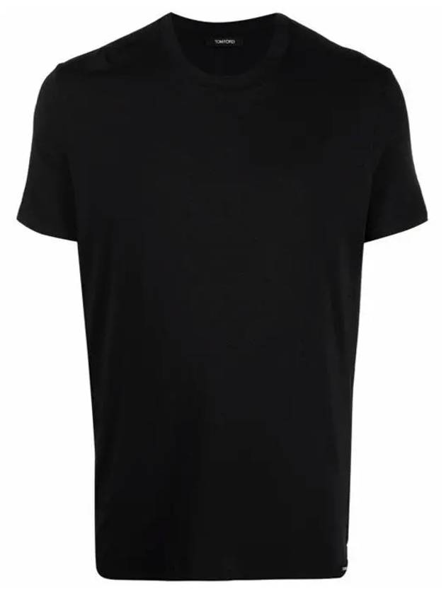 Cotton Crew Neck Short Sleeve T-Shirt Black - TOM FORD - BALAAN.