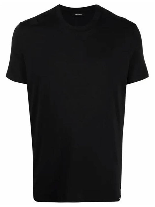 Cotton Crew Neck Short Sleeve T-Shirt Black - TOM FORD - BALAAN 2