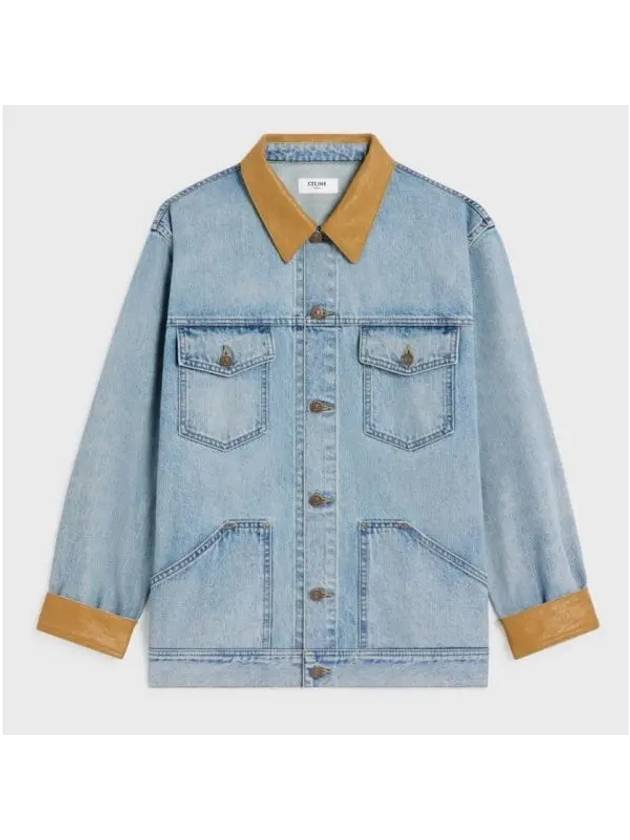 Trucker Oversized Fit Denim Jacket Blue - CELINE - BALAAN 2