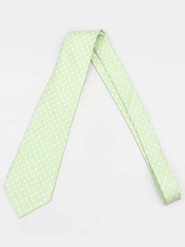 Ferragamo green color bear pattern silk tie - SALVATORE FERRAGAMO - BALAAN 1