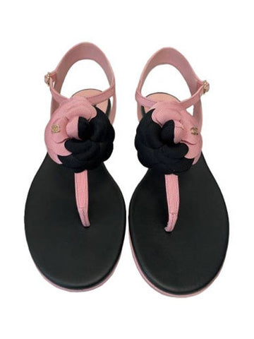 Camellia Flip Flop Sandals Black Pink G39057 - CHANEL - BALAAN 1