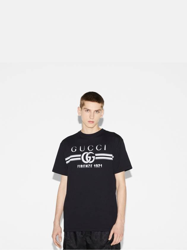 Cotton Print Short Sleeve T-Shirt Black - GUCCI - BALAAN 4