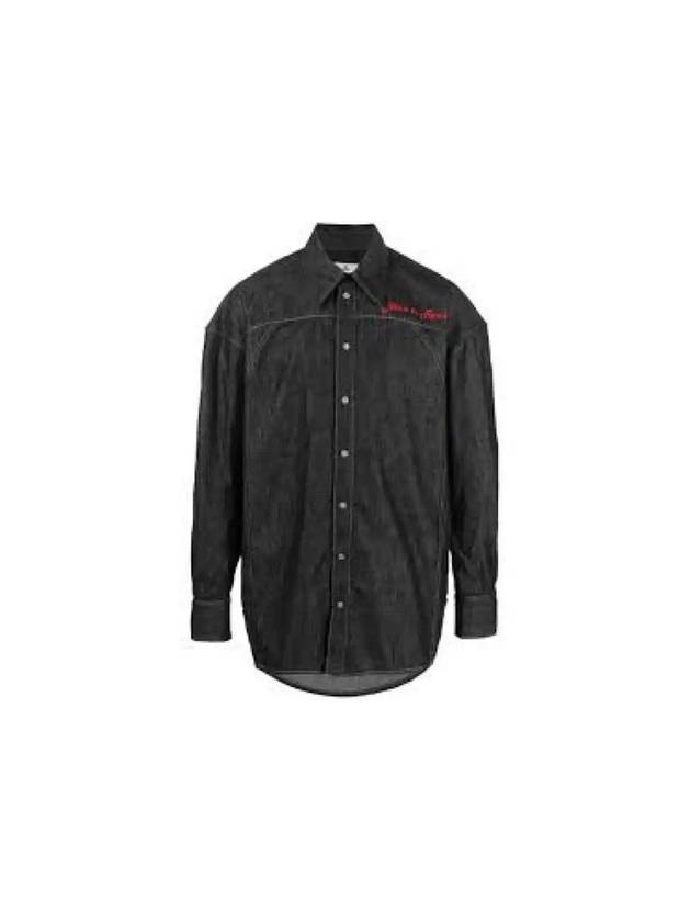 Football Denim Cotton Long Sleeve Shirt Black - VIVIENNE WESTWOOD - BALAAN 1