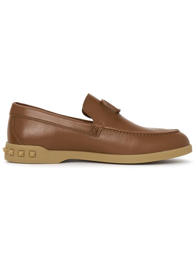 V Logo Leather Loafers Brown - VALENTINO - BALAAN 5