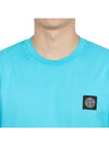 Logo Patch Cotton Short Sleeve T-Shirt Turquoise - STONE ISLAND - BALAAN 7