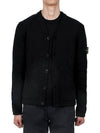 Wappen V Neck Cotton Knit Cardigan Black - STONE ISLAND - BALAAN 4