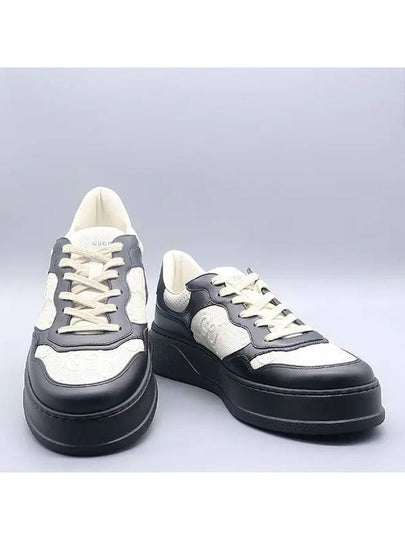 669582 Black White GG Emboss Leather Men s Sneakers Size 10 - GUCCI - BALAAN 2