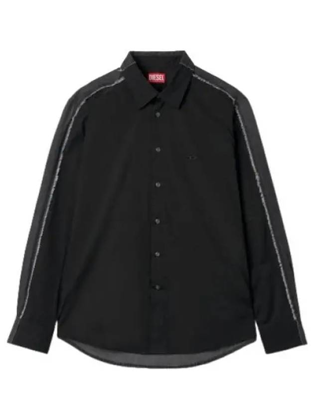 Poplin raw edge denim shirt black - DIESEL - BALAAN 1