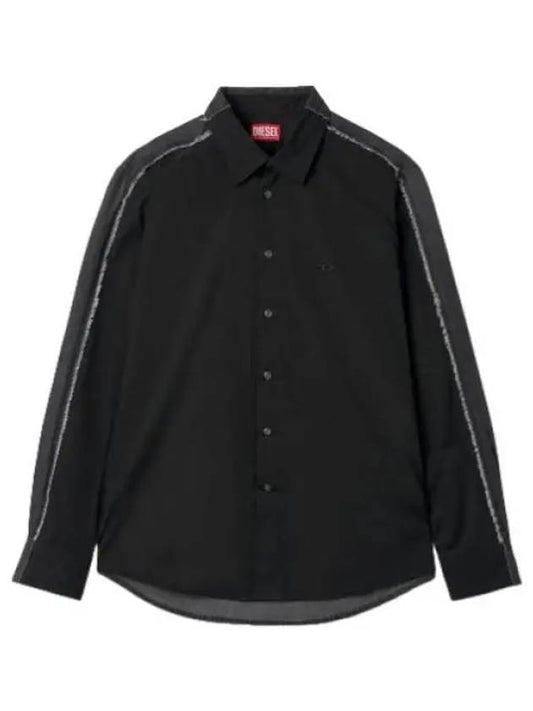 Poplin raw edge denim shirt black - DIESEL - BALAAN 1