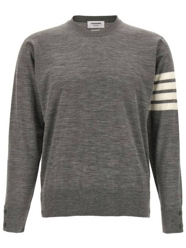 4 Bar Armband Classic Merino Wool Knit Top Light Grey - THOM BROWNE - BALAAN 2