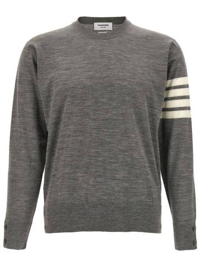 4 Bar Armband Classic Merino Wool Knit Top Light Grey - THOM BROWNE - BALAAN 2