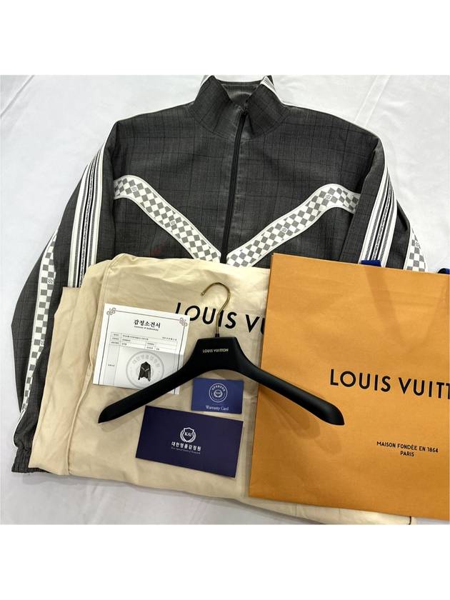 L LV Men s Tailored Damier Leather Track Blouson Jacket Gray - LOUIS VUITTON - BALAAN 4