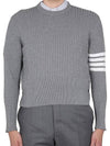 Baby Cable Cotton 4 Bar Crew Neck Knit Top Grey - THOM BROWNE - BALAAN 3