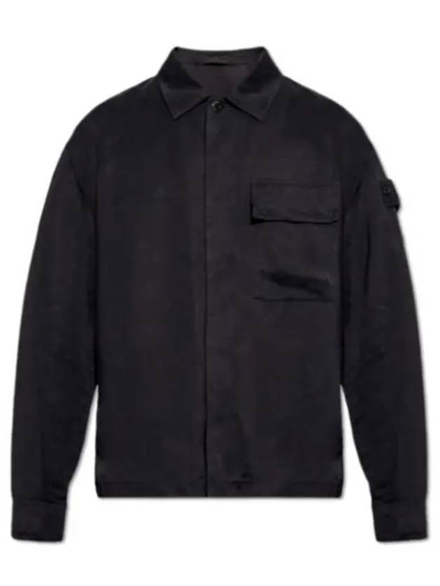 Wappen Patch Cupro Shirt Jacket Black - STONE ISLAND - BALAAN 2