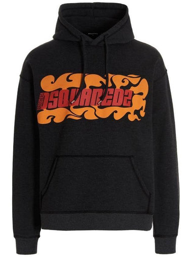 Men's Wave Logo Herca Hood Black - DSQUARED2 - BALAAN 1