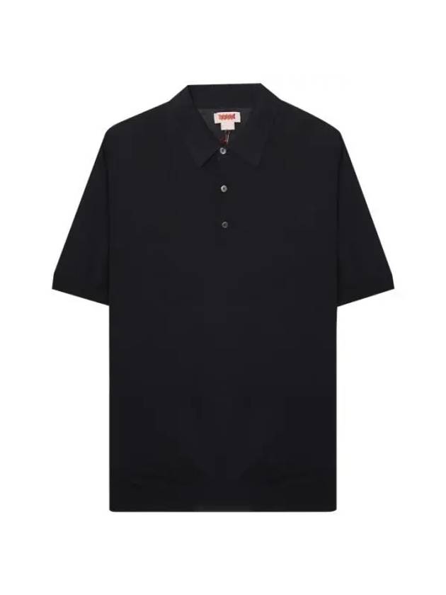 Knit Short Sleeve Polo Shirt Black - BARACUTA - BALAAN 1