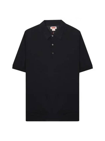 Knit Short Sleeve Polo Shirt Black - BARACUTA - BALAAN 1