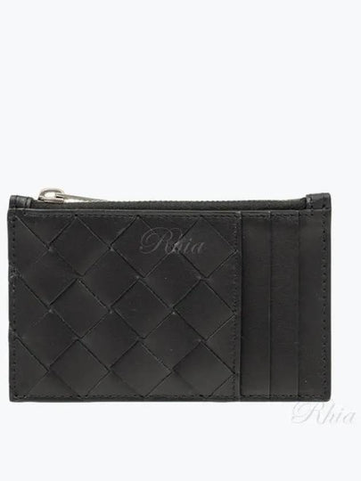 Intrecciato Zipped Card Case Black - BOTTEGA VENETA - BALAAN 2