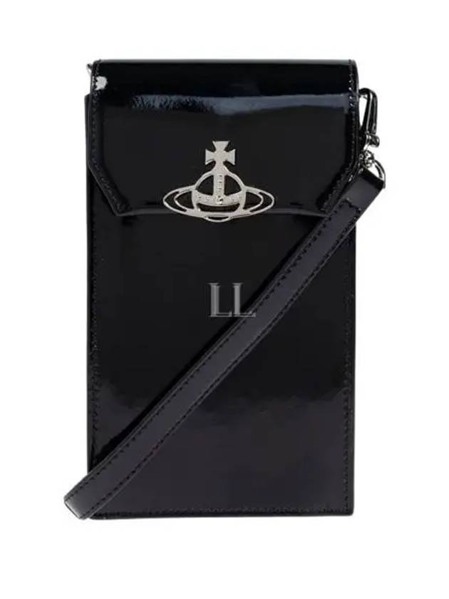 Logo Shiny Patent Phone Case Cross Bag Black - VIVIENNE WESTWOOD - BALAAN 2