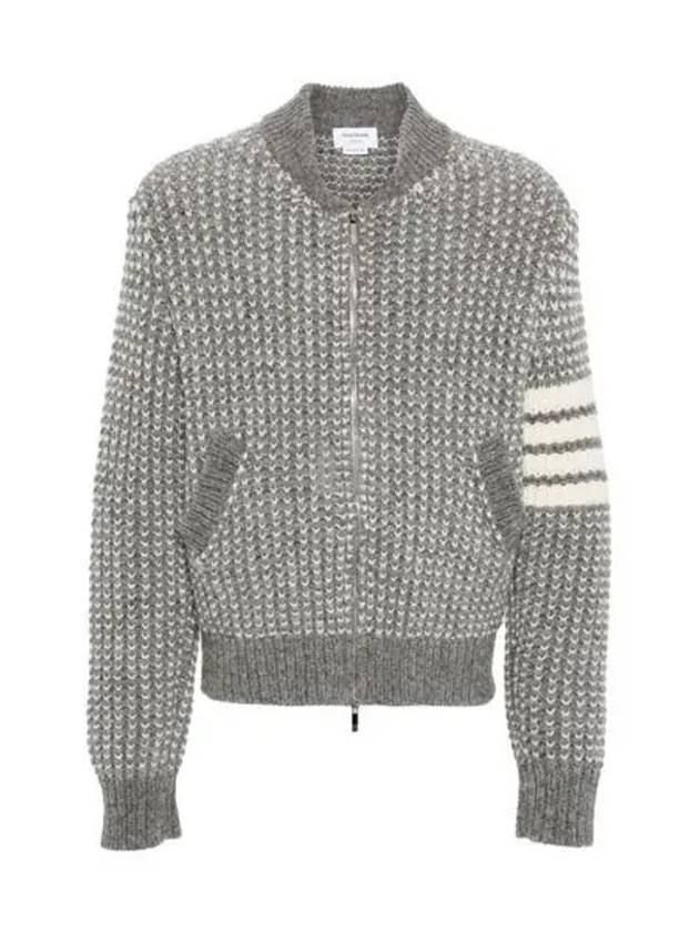 4-Bar Chunky Knit Bomber Jacket Grey - THOM BROWNE - BALAAN 2