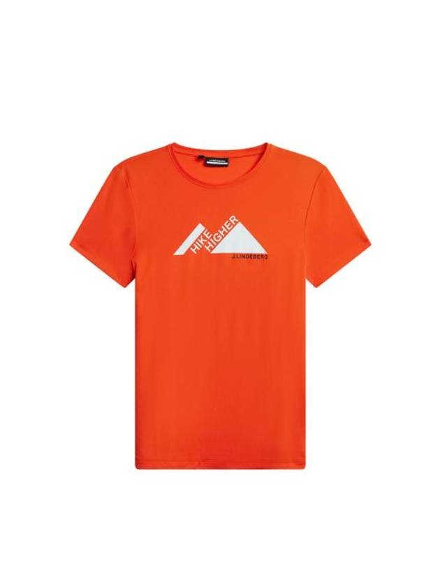 Golf Valeria Graphic Short Sleeve T-Shirt Tangerine Tango - J.LINDEBERG - BALAAN 2