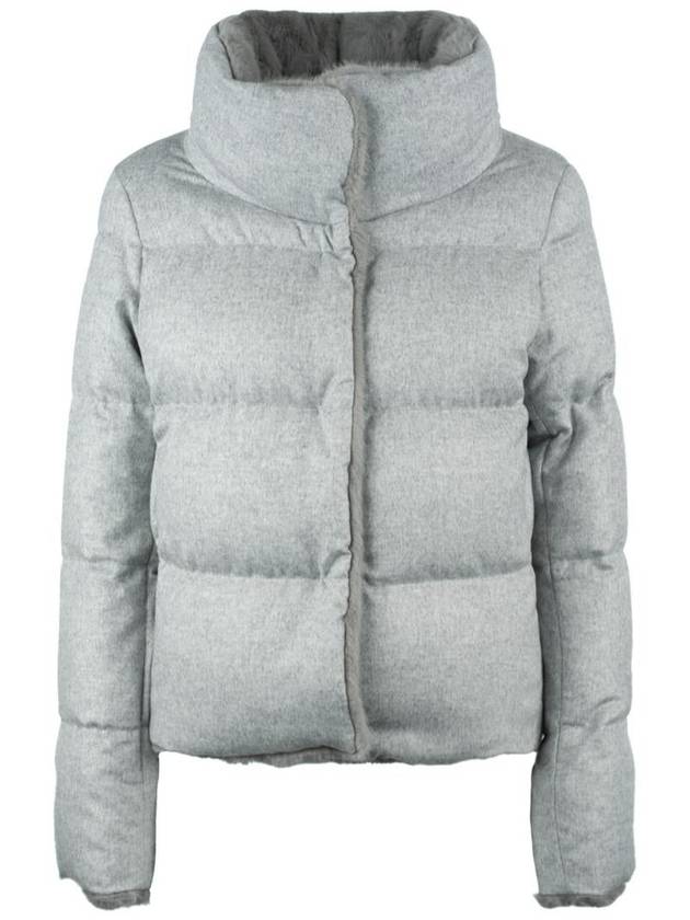 Herno Light Gray Silk And Cashmere Short Down Jacket - HERNO - BALAAN 1