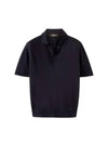 Ryome Silk Linen Polo Shirt Navy - LORO PIANA - BALAAN 2