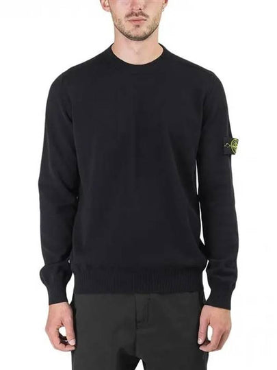 Wappen Patch Crew Neck Wool Knit Top Navy - STONE ISLAND - BALAAN 2