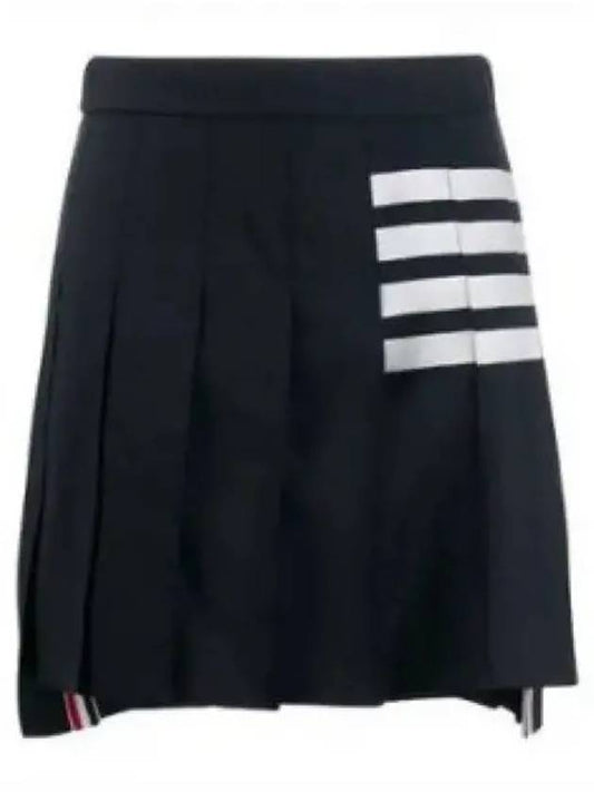 4 Bar Plain Weave Mini Pleated Skirt Navy - THOM BROWNE - BALAAN 2