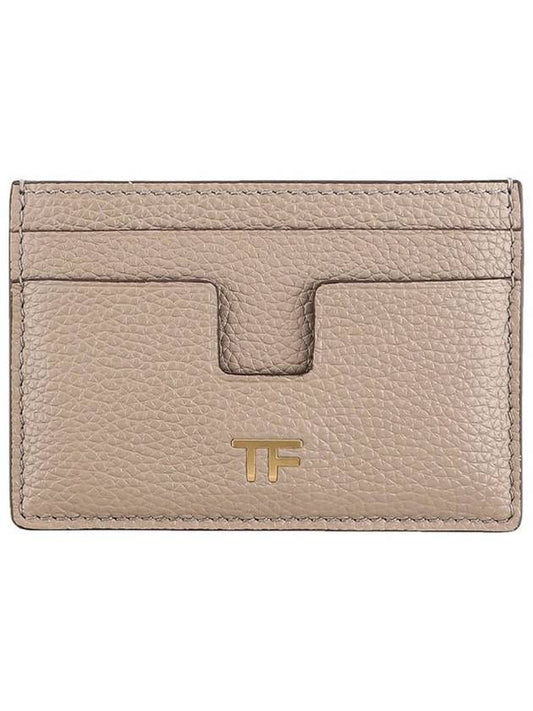 TF Gold Logo Card Wallet Beige - TOM FORD - BALAAN 2