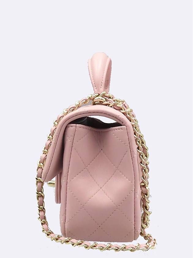 Chanel AS2431 Dust Pink Color Lambskin Top Handle New Mini Gold Chain Cross Bag - CHANEL - BALAAN 3