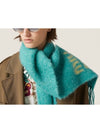 Logo Mohair Fringe Muffler Light Blue - MIU MIU - BALAAN 3