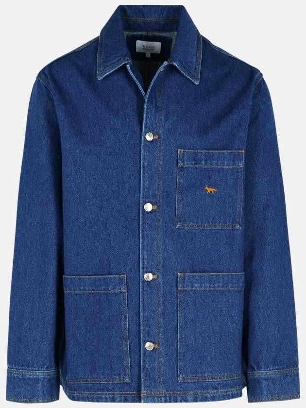 Workwear Fox Embroidery Denim Jacket Stone Washing Indigo - MAISON KITSUNE - BALAAN 1