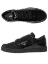 Men's Downtown Triangle Logo Leather Low Top Sneakers Black - PRADA - BALAAN 3