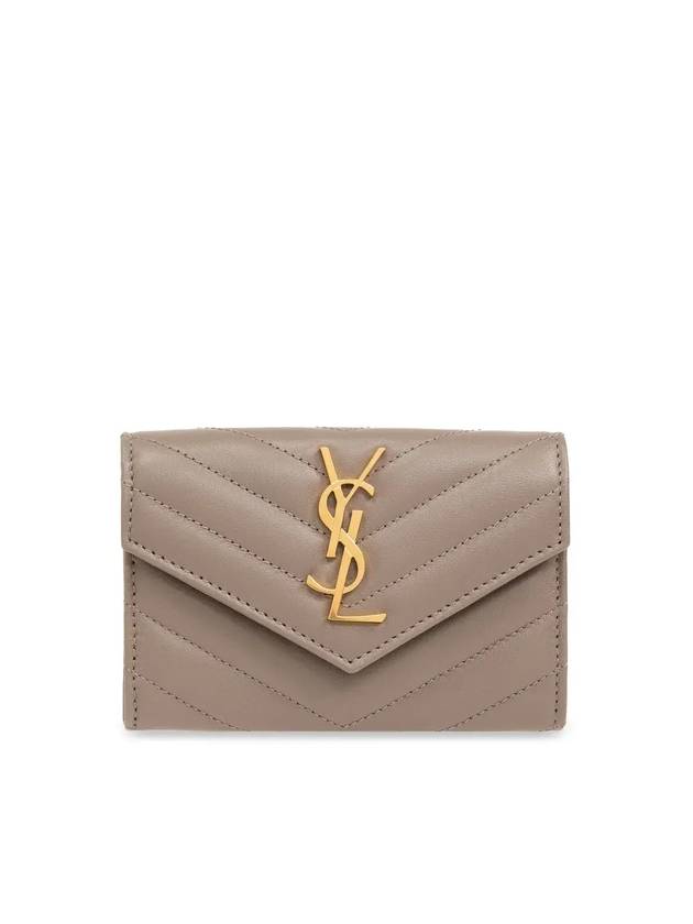 Cassandre Matelasse Small Lambskin Card Wallet Grey - SAINT LAURENT - BALAAN 1